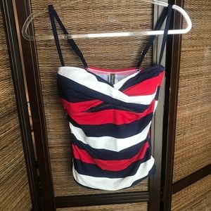 Tommy Bahama Red White Blue Stripe Tankini Top